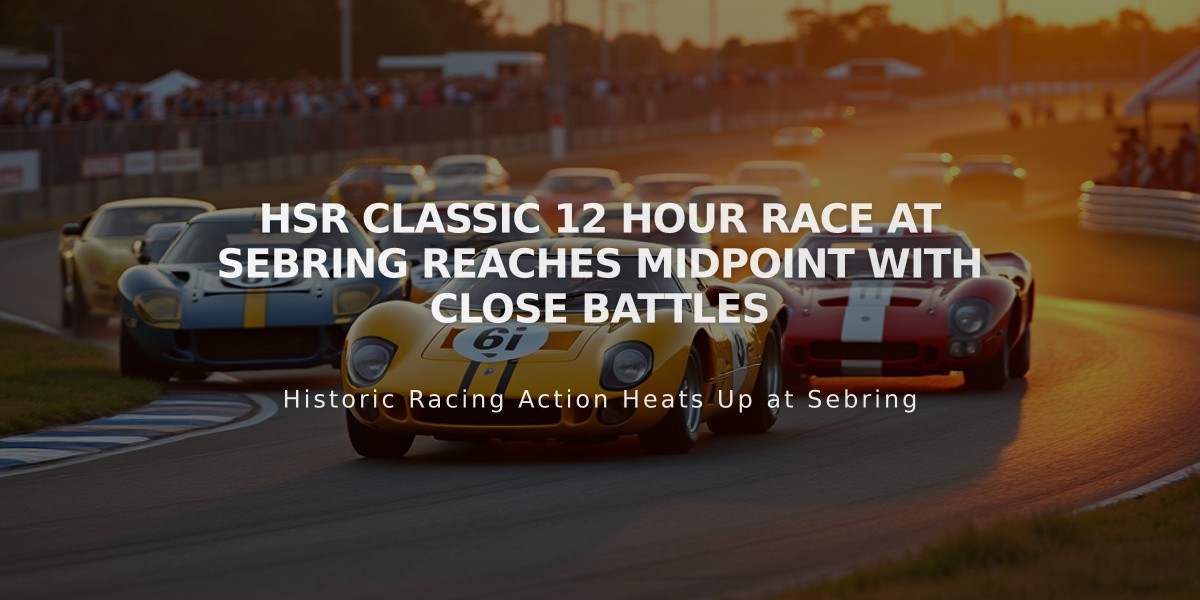 HSR Classic 12 Hour Race at Sebring Reaches Midpoint with Close Battles